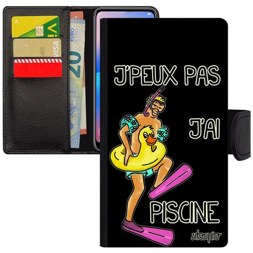 Coque Je Peux Pas J'ai Piscine Iphone Xs Portefeuille Porte Cartes Comique Sport Aimantée Drole Etui 4g Noir Natation Noir Bd
