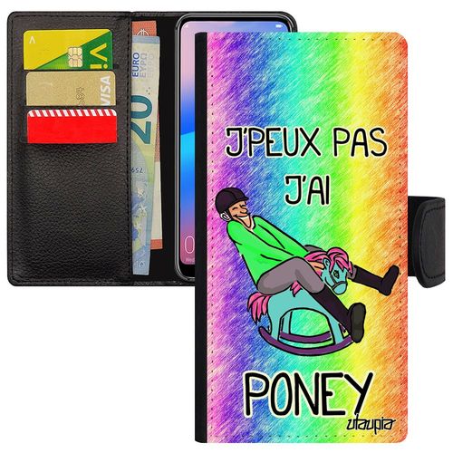 Coque Antichoc Pour Honor 8a Portefeuille Humour J'peux Pas J'ai Poney Rigide Vert Humoristique Aquaponey Magnetique Original Humour