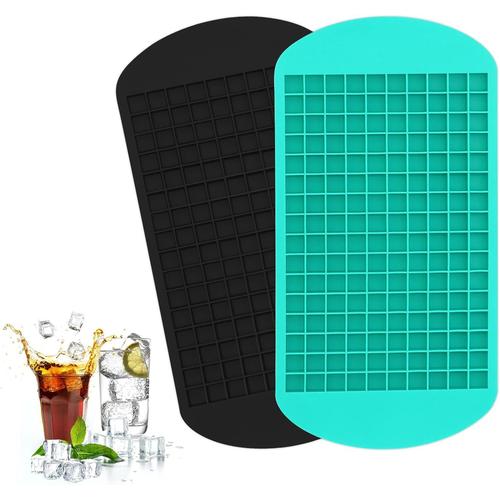 Bac À Glaçons En Silicone - 160 Blocs Glaçons - Bacs À Glaçons Carrés Pour 160 Mini-Glaçons, Gelée, Lait, Jus Cocktails, Whisky, 2pcs