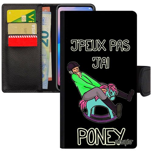 Coque Humour J'peux Pas J'ai Poney Iphone 6 6s Simili Cuir Rabat Portefeuille Equitation Aqua Drole Telephone Cheval Housse De