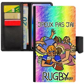 Coque Iphone 6 6s Cuir Rabat Porte Cartes J'peux Pas J'ai Rugby Coupe D'europe 64 Go Sport Telephone Drole Rigide Etui Comique