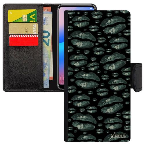 Coque De Protection Pour Moto G7 Power Rabat Portefeuille Bouche Motif Clope Femme Cigarette Gris Fantaisie Rigide À Clapet Motorola