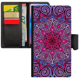 Coque Mandala Iphone 6 6s Portefeuille Rosace Oriental Imprimé Hindou Rigide Diagramme Portable Motif 64 Go Violet Coloré Etui