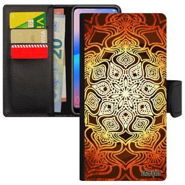 Coque Pour Honor 8a Simili Cuir Mandala Rosace Indien Case Bouddhisme Mobile Solide Jolie Orange Floral Cover Effet 3d Tibetain Etui