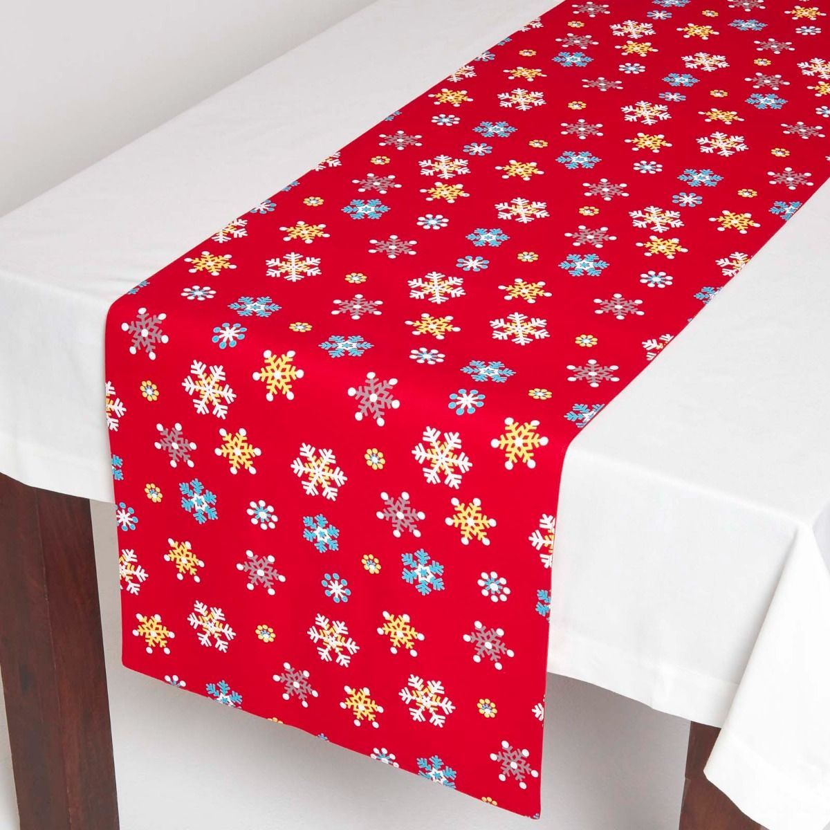 Chemin De Table Flocons De Neige Rouge