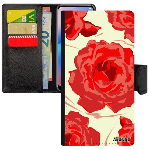 Coque Pour Apple Iphone 5 5s Se En Simili Cuir Rose Fleur Amour Petale De Rouge Mariage À Clapet Romantique Housse Nature Smartphone