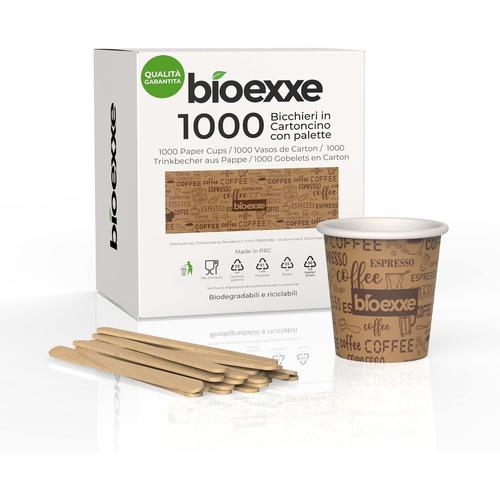 Marron Kit Complet Gobletes Jetable Carton Expresso 1000pcs 75ml + 1000 Pcs Palettes À Café Jetables De ® - Gobelet Carton Biodégradables- Gobelets Petit Format Pour Expresso Italien (Marron)