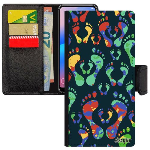 Coque De Protection Huawei P30 Lite Trace De Pas Original Colore Motif Fantaisie 4g Pas Cher Pied Aimantée Impression Orange Design