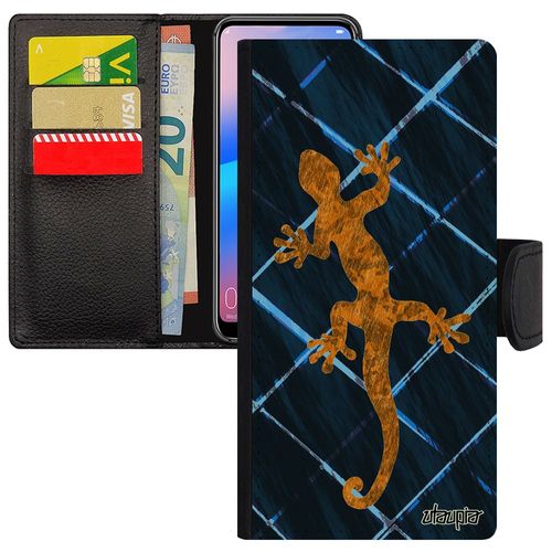 Coque Salamandre Huawei P30 Lite Porte Cartes Animal Animaux Reptile Orange Antichoc Legendaire Personnalisé Image Grille Lezard En