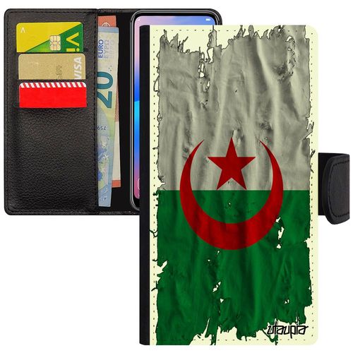 Coque Drapeau Algerie Algerien Iphone 7 Plus Cuir À Rabat Portefeuille Foot Portable Motif Coupe D'afrique Personnalisé Can Pu