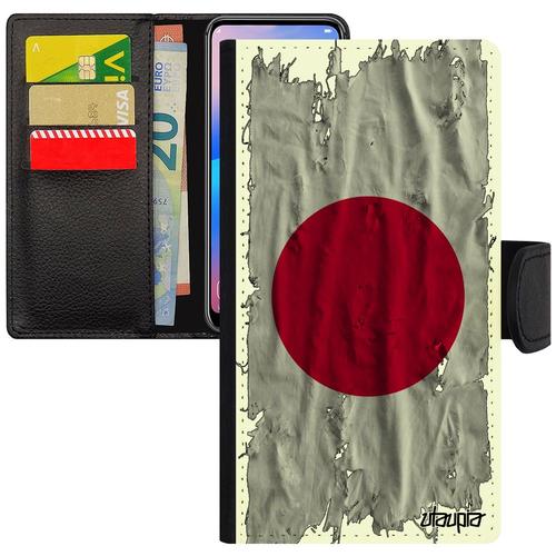 Coque S6 Edge En Simili Cuir Portefeuille Drapeau Japon Japonais Tissu Solide Aimantée Telephone Foot Portable Mobile Samsung Galaxy