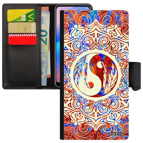 Coque Huawei P10 Lite À Rabat Yin Et Yang Fantaisie Coloré Housse Antichoc Chine Artistique Orange Bien & Mal Ying De Made In France