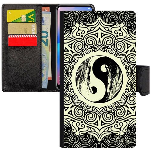 Coque Galaxy J3 2015 Yin Et Yang Oriental Noir Et Blanc Personnalisé Unique Noir Harmonie Mandala Housse À Clapet Artistique Samsung