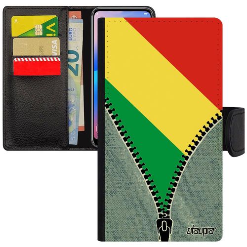 Coque Galaxy J3 2015 Rabat Portefeuille Porte Cartes Drapeau Congo Brazzaville Congolais Coupe D'afrique Telephone Antichoc Samsung