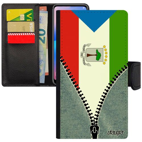 Coque Galaxy J3 2015 En Cuir Portefeuille Drapeau Guinee Equatoriale Guineen Housse Dessin De Protection Pochette Foot Jeans Samsung