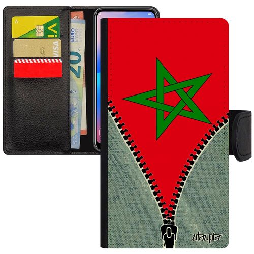Coque Iphone 6 6s Simili Cuir Porte Cartes Drapeau Maroc Marocain 4g Coupe Du Monde Jeux Olympiques Foot Dessin Etui Basket De