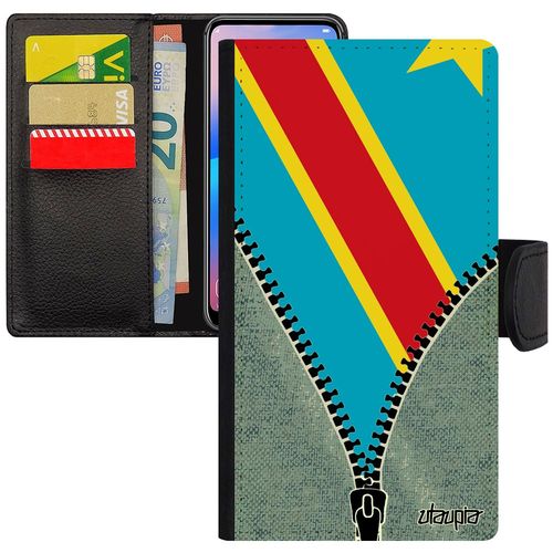 Coque Pour Xiaomi Redmi Note 6 Pro Drapeau Rdc Congo Kinshasa Congolais Etui Noir Magnetique Basket Foot Personnalisé Design Jo Can