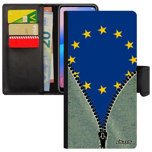 Coque Galaxy A3 2016 Portefeuille Drapeau Ue Europeen Europe Leather Noir De Protection 4g Jeans Cover Union Europeenne En Samsung