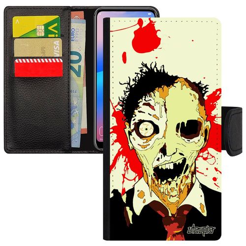 Coque Pour Huawei P10 Lite Simili Cuir À Rabat Zombie Tache Gore Terrifiant Sang Halloween Portable Horreur Apocalypse Orange Dessin