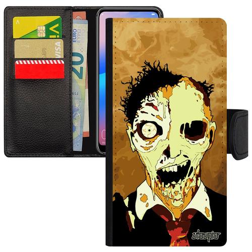 Coque Pour Galaxy A3 2017 Cuir Rabat Zombie Fumee Pu Design Personnalisé Orange Caoutchouc Halloween Revenant Horreur Nuage Samsung