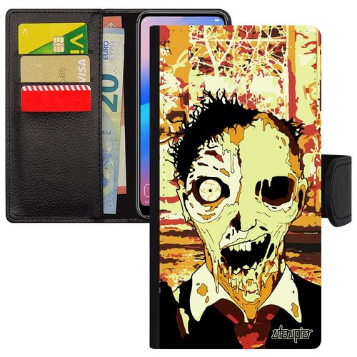 Coque Zombie Pour Huawei P10 Lite Porte Cartes Halloween Garcon Terrifiant Orange Gore Motif Immeuble Smartphone Portable Revenant