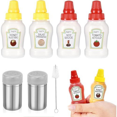 Multicolore Lot De 6 Mini Salières Et Poivrières En Acier Inoxydable Pour Boîtes À Bento, Voitures, Bureaux, Camping Et Extérieur