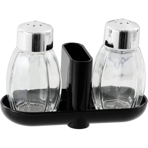 Noir, Inox, Transparent Fm Professional 47318 Set 2 Pièces Sel Et Poivre, Poivrier Et Salière, Verre, Noir, 11,5 X 5 Cm, Transparent, 7 X 5 Cm