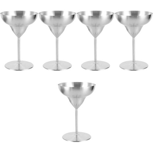 Argentx5pcs 5 Pièces Coupe Cocktail Verre Coupe Inox Verres À Martini Verrerie À Long Pied Verre À Whisky Gobelet À Liqueur En Métal Coupes De Ancien Acier Inoxydable Verre À Liqueur