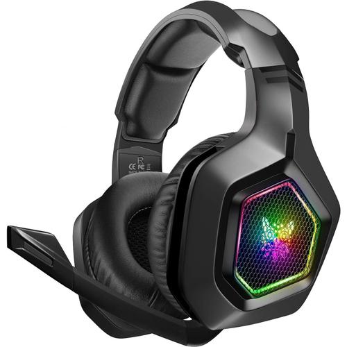 Casque Gaming Ps4, Casque Gaming Xbox One Rgb Led Lampe Onikuma Casque Gamer Audio Stéréo Basse Anti-Bruit Réglable Micro Compatible Pour Pc Laptop