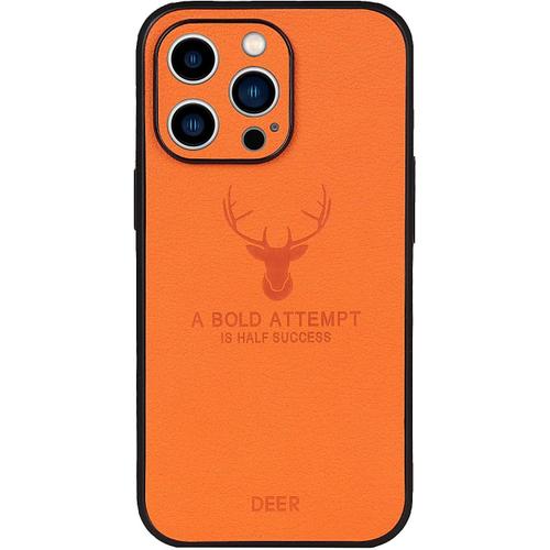 Coque En Cuir Pu Pour Iphone 15 Pro Max, Protection De L'objectif De L'appareil Photo, Etui Mince Luxueux Affaires Antidérapante Grip Robuste Antichoc Coque De Protection Pour 15 Pro Max 5g (Orange)