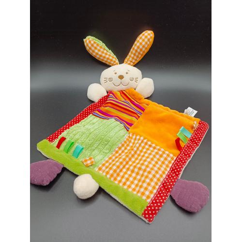 Doudou Lapin La Galléria - Plat - Multicolore - Étiquettes