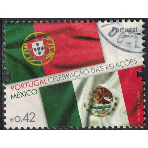 Portugal 2014 Oblitéré Used Célébration Des Relations Avec Le Mexique Drapeaux Su