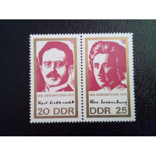 Timbre Allemagne / Rda Yt 1335 - 1336 Séries: 100. Anniversaire Des Chefs De Parti, Liebknecht Et Luxembourg, Karl Et Rosa 1971 ( 071112 )