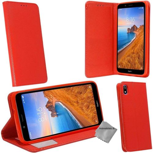 Housse Etui Coque Pochette Portefeuille Pour Xiaomi Redmi 7a + Film Ecran - Rouge Magnet