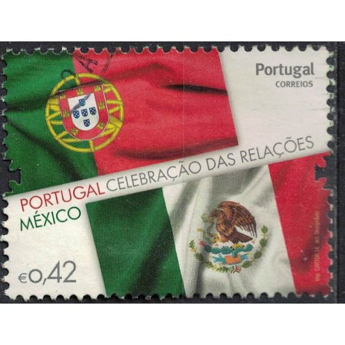 Portugal 2014 Oblitéré Used Célébration Des Relations Avec Le Mexique Drapeaux Su