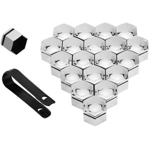 B-19mm/Silver 20pcs 17mm 19mm Capuchons D'écrou De Roue Pour Abarth 595 695 595c 124 Spider Grande Punto, Voiture Capuchon De Boulon Ecrou Couvre, Hexagonal Cache-Écrous De Pneu Antivol,B-19mm/Silver