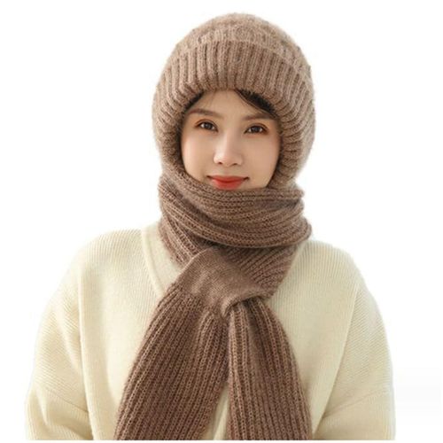 Cagoules En Acrylique Doubl¿¿Es De Peluche Pour Femmes, ¿¿Charpe ¿¿ Capuche, Chapeau Coupe-Vent, Protection D'oreille Int¿¿Gr¿¿E, Casquette D'hiver ¿¿ La Mode-D