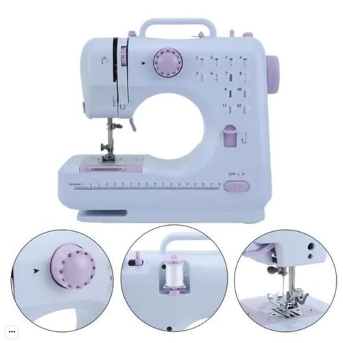 Machine à coudre électronique débutant 12 points ajustables multifonction portable fil et vitesse double avec LED éclairage vitesse