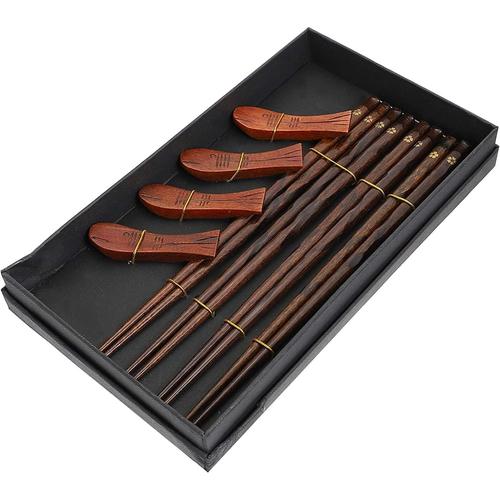 Style 2 Repose-Baguettes De Couverts Chinois, Décoration De Table, 4 Paires De Baguettes Réutilisables, Baguettes Japonaises En Bois Naturel, Baguettes À Sushi, Baguettes Asiatiques Chinoises, Cadeau