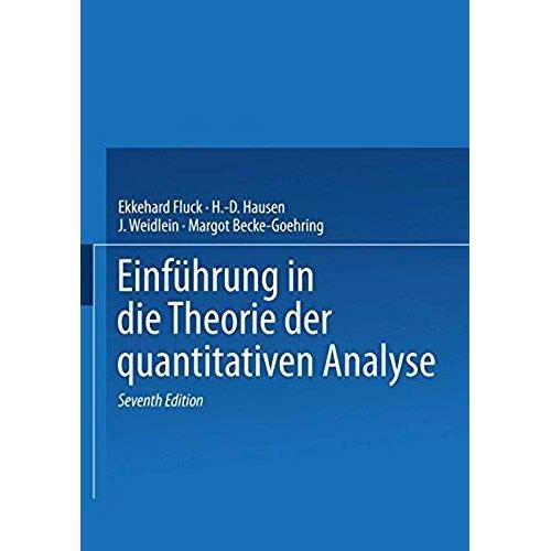 Einführung In Die Theorie Der Quantitativen Analyse