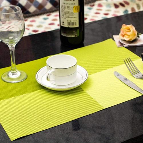 Orange 4pcs Solide Couleur Table À Manger Set De Table Europe Style Pvc À Rayures Dessous De Table Tapis De Table Bol À Plat D'isolation Tapis Tapis De Protection, Orange