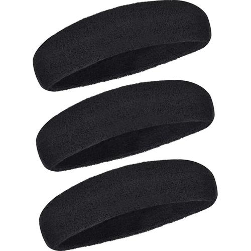 Noir 3 Pièces Bandeau De Sport Pour Hommes Et Femmes, Bande De Cheveux Élastique Non Slip Évacuation De L'humidité Bandeau En Coton Pour Sports