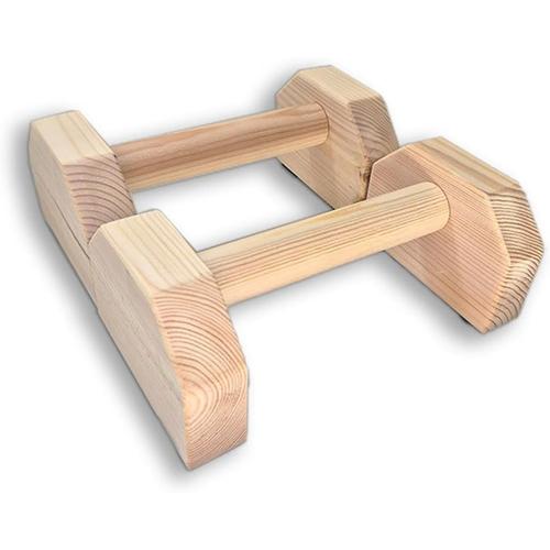 beige Parallèles basses en bois pour calisthenics, pliages, vertical, L-sit, planche - 23,9 x 13 x 9 cm - Prêt à l'emploi, pas de montage - en pin naturel résistant, antidérapant