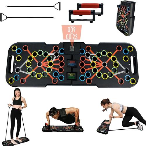 Jaune 41 En 1 Push Up Musculation Push Up Board Avec Poignée Compteur Intelligent¿Bande De Résistance Pliable Planche Et Appareil De Fitness Système Équipement D¿Entrainement Pour Les Muscle