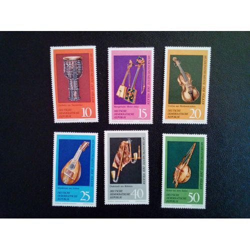 Timbre Allemagne / Rda Yt 1398 A 1403 Séries: Instruments De Musique 1971 ( 071112 )