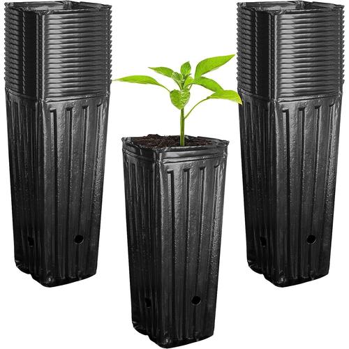 Lot De 50 Grands Pots D'arbres Profonds En Plastique Pour Pépinière - 30 Cm De Haut - Pour Plantes De Jardin D'intérieur Et D'extérieur