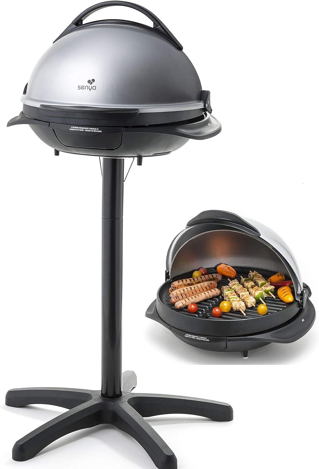 Gris Barbecue lectrique 2 en 1 sur Pied et sur Table, Plaqu...