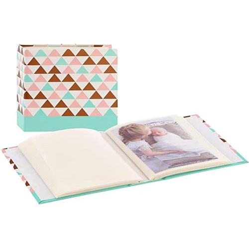 Multicolore Album Photo Vierge Minimax Designline (Album Photo Traditionnel Format 13 Cm X 16,5 Cm, Pour 100 Photos 10 Cm X 15 Cm, 100 Pages, Triangle) Blanc/Marron/Turquoise/Rose