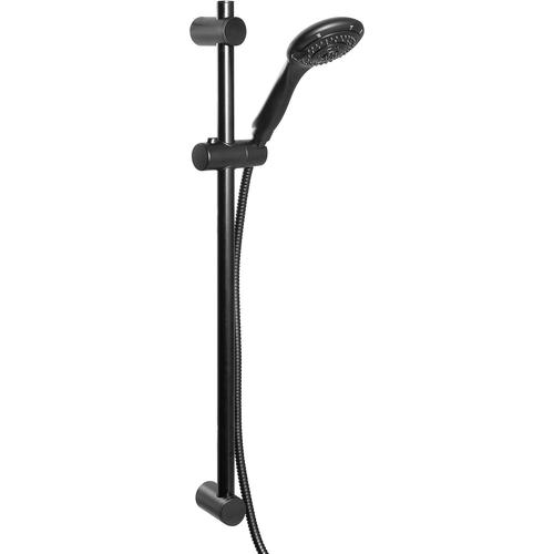 Noir Ensemble de barre de douche, avec douchette, flexible de douche en acier inoxydable de 1,75 m et barre de 71,5 cm, kit complet de douche (noir)