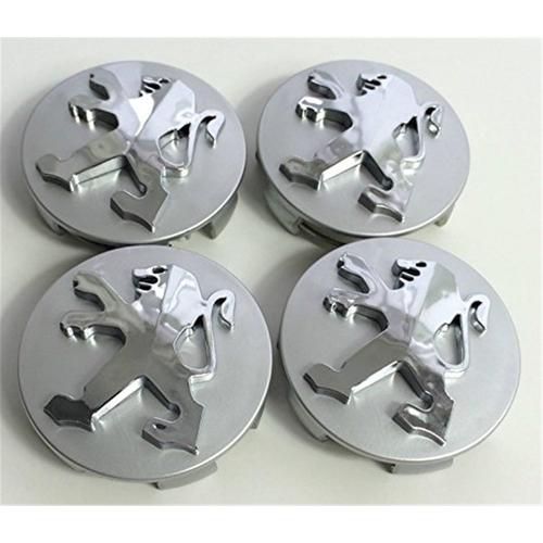 Argent Lot De 4 Cache-Moyeux De Haute Qualité En Alliage Pour Peugeot 106 107 206 207 306 307 506 507 108 208 308 Gris 60 Mm